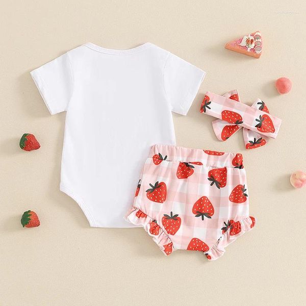 Vêtements ensembles nés bébé bébé fille d'été tenue des vêtements Berry Berry Bonne manche courte Bisque à volants à carre