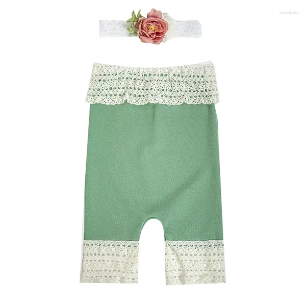 Conjuntos de ropa Born Pography Props Baby Girl Mameluco de algodón con traje de diademas de flores