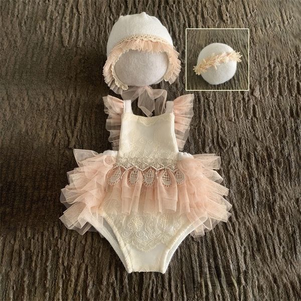 Ensembles de vêtements nés accessoires de pographie bébé fille robe en dentelle bandeau barboteuse body tenue vêtements de pographie 230918