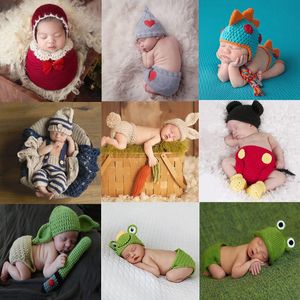 Ensembles de vêtements Born Pography Props Crothet Bébé Vêtements Garçon Garçons Accessoires Infant Girl Costume Au Crochet À La Main OutfitVêtements