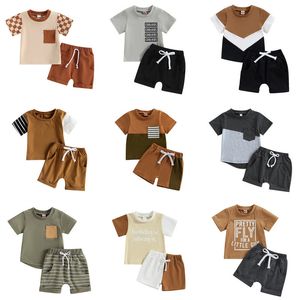 Kledingsets geboren korte babyjongenkleding zomer 2023 strepen tops en shorts items groepen dingen dingen dingen kinderen voor 230412