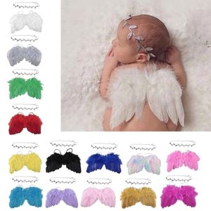 Ensembles de vêtements nés à 12 mois bébé cosplay ange fée costume ailes avec feuilles bandeau pographie accessoires nourrissons filles poshoot