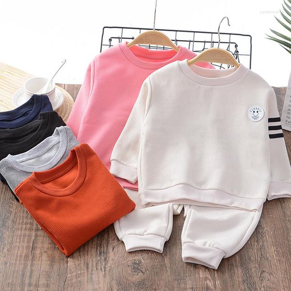 Ensembles de vêtements Boutique Vêtements de sport de couleur unie pour enfants Toddler Infant Girls Boys Casual Survêtement pour enfants 6m-7t Baby Spring Autumn