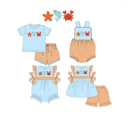 Conjuntos de ropa Boutique Niños pequeños Verano Bebé Burbujas Niñas Niños Cangrejos Pantalones cortos Mamelucos