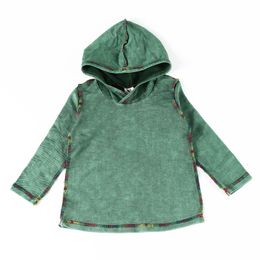 Conjuntos de ropa Camiseta para niño y niña, camiseta verde de mezclilla para niños, camiseta de manga larga, ropa para bebé, camisa con capucha para niños, costuras exteriores coloridas 221028