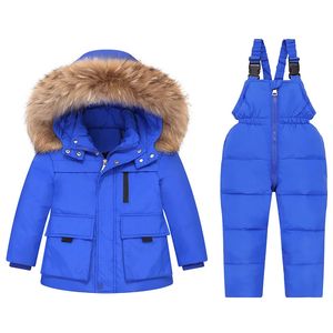 Ensembles de vêtements Garçon Bébé Salopette Hiver Chaud Doudoune Combinaison Enfants Parka Manteau À Capuchon Neige enfant en bas âge fille Vêtements Ensemble De Vêtements pour bébé pardessus 231218