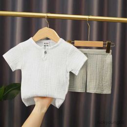 Conjuntos de ropa Conjunto de ropa para niño Conjuntos de ropa de verano para niña Camisetas de lino y algodón sólido + Pantalones cortos Ropa de bebé de 0 a 5 años Conjuntos de ropa de lino para niño