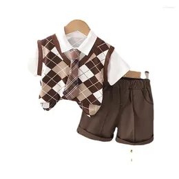 Conjuntos de ropa Boy Girls Set Summer Baby Gentleman Tops Tops Camiseta Falda Shorts Diseño 2 PPC Suites para niños 0-5 Año