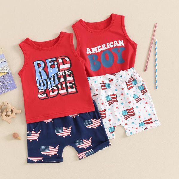 Conjuntos de ropa Boy Boy Independence Day Outfits 2 Pieces Born Set Letting Tank Toques Shorts Star Shorts infantil
