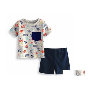 Sets de ropa Boy Summer Car estampado Camiseta de manga corta y trajes Dos piezas Tops de algodón Baby Trunks Juego de CN B015 Drop entrega para niños MA DHTKM
