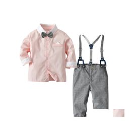 Kledingsets Boy T -shirt en met beugelset Baby Spring herfst Suspenders passen bij kinderbroeken twee stukken kinderen kleding xam d dhkez