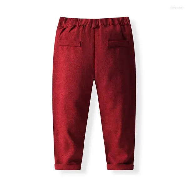 Conjuntos de ropa Niños 3PCS Pantalones Caballero Navidad Manga larga Solapa Cuello Camisa Botón Hasta Chaleco Color Sólido