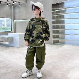 Ensembles de vêtements Garçons Automne Costume 2024 Vêtements de camouflage pour enfants Sweatshirts Pantalons Survêtement Vêtements de sport pour adolescents 6 8 10 12 14 ans