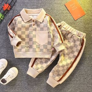 Conjuntos de ropa Traje de otoño para niños Extranjero Guapo Bebé para niños Pantalones de suéter Conjunto de ropa para niños pequeños de 2 piezas 9M 12M 2T 4T 5T 6T 231122