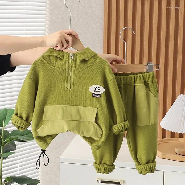 Conjuntos de ropa ropa para niños Primavera otoño 2024 Niños Abrigos casuales Pantalones Capas Pantalones 2 PPC SUCHOS DE PISTA PARA BEBÉ Sports Traje para niños