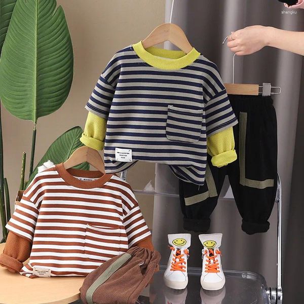 Conjuntos de ropa ropa para niños Primavera otoño 2024 Camisetas de algodón de algodón Pantalones 2 PCS Traje deportivo para chándales de bebés Trajes para niños