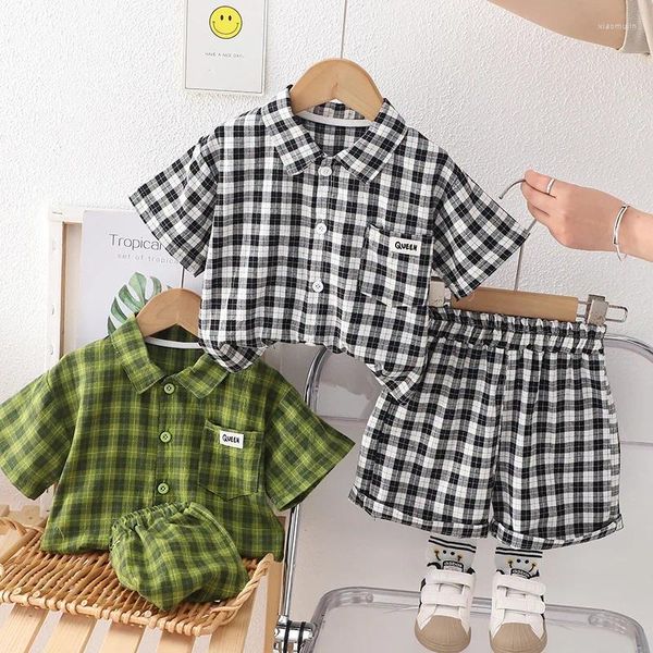 Ensembles de vêtements Garçons Vêtements Été Enfants Chemises en coton Shorts 2pcs Costume de mariage pour bébé 1 à 5 ans Enfants Fête d'anniversaire Tenues 2023