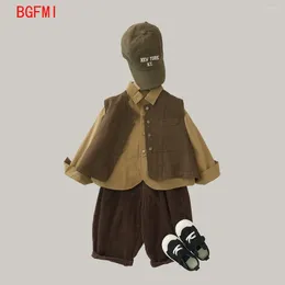 Ensembles de vêtements garçons coton ensemble printemps automne 2024 enfants bébé gilet chemise velours côtelé pantalon coréen décontracté 3 pièces vêtements pour enfants