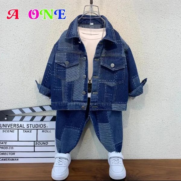 Ensembles de vêtements garçons veste en jean ensemble pantalon 2 pièces printemps automne enfants vêtements enfants costume mode Patchwork tenues