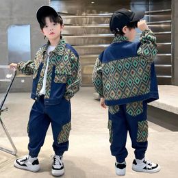 Ensembles de vêtements pour garçons, costumes en Denim, modèles de printemps et d'automne, mode bébé coréen, hauts pour enfants de 210 ans, 230823