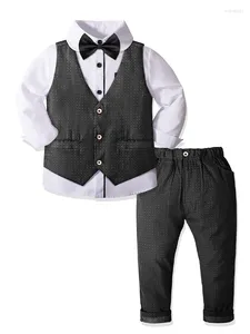 Ensembles de vêtements Boys Hobe Suit Kids Slim Fit Dresswear Set Toddler Boy Boy Clothes with Gest Shirt Bo Spold Pantal