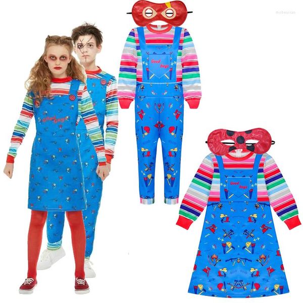 Ensembles de vêtements garçons filles Halloween fête drôle enfants jouer Chucky Cosplay Costume enfants dessin animé horreur fantôme poupée à manches longues combinaisons robe