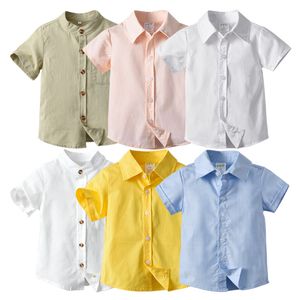 Kleding Sets Jongens Meisjes Shirts Katoen Blouses Ademend Kinderen Lange Mouwen Stand Kraag Kinderkleding Tops Wit Shirt 230601