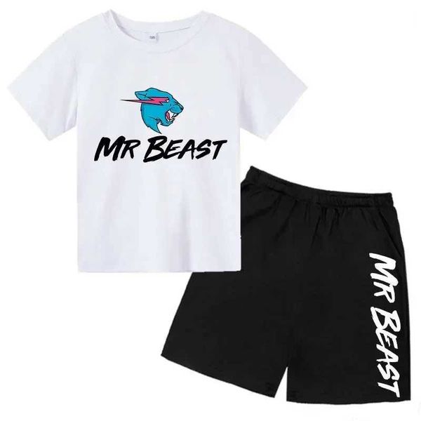 Ensembles de vêtements Boys Shark Beast Summer Shorts 4-14t Unisexe Fashion Sports T-shirt + Pantalon 2 pièces pour enfants Vêtements décontractés pour enfants Clothingl2405