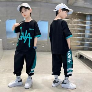 Kledingsets jongens sport zomer grote kinderen losse kleding pak korte mouw tops broek 2 stks kinderen mode knappe outfits