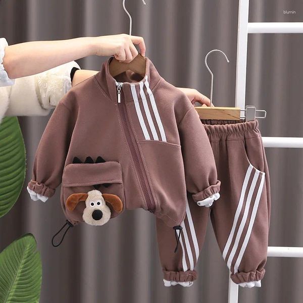 Sets de ropa para niños Primavera otoño 2024 Niños Jackets de algodón Pantalones 2 PCS Traje deportivo para buques