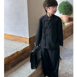 Ensembles de vêtements pour garçons, costume d'automne, style national rétro, joli ensemble deux pièces chinois pour enfants