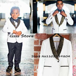 Ensembles de vêtements Garçons Costume De Mariage Tuxedo Blanc 2 Pièces Formel Col Châle Enfants Blazer Pantalon Costume Enfant Robe De Fête Come Enfant Garon W0224