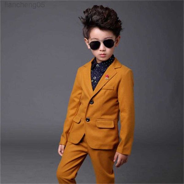 Conjuntos de ropa Trajes de niños para bodas Trajes de baile para niños Trajes de boda amarillos Niños tuexdo Conjunto de ropa para niños grandes Boy Formal Classic Come W0222