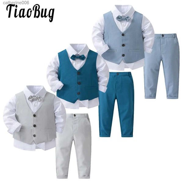 Conjuntos de ropa Trajes para niños Caballero Camiseta de eslovio de eslovio Traje de reverso Pantalones 4 PCS Cabina para bebés Nicto