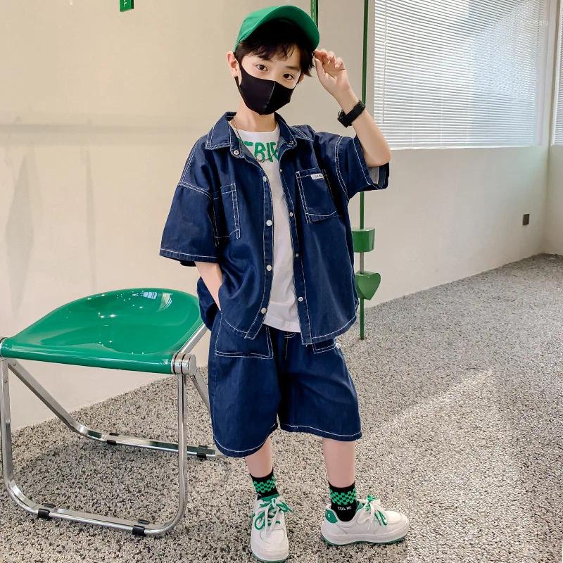 Vêtements Ensembles garçons Summer Denim Short à manches courtes à manches courtes 2PCS / Set Kids Tenues de style coréen