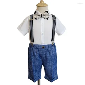 Vêtements Ensembles Boys Summer Formal Shirt Short Suspender Bowtie 4PS POGRAPE ADENAGER ENFANT JOURRIEL