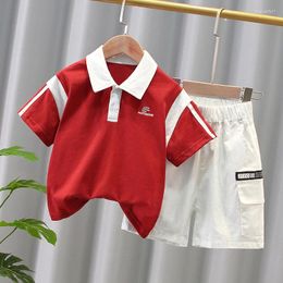 Vêtements Ensemble du costume d'été des garçons à manches courtes Polo pour enfants à manches courtes Baby Baby Ruffian Handsome