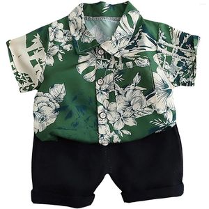 Ensembles de vêtements Boys Summer Two Piece Shirts Set Button Down Shirt with Shorts Tengit for Indoor Outdoor Wear Sp99
