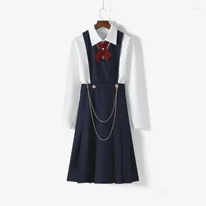 Kleidung Sets Brust Schutz Rock Japanische JK Uniform Plissee Herbst Und Winter Träger Kleid Anime Cosplay Sailor Kostüme Frauen
