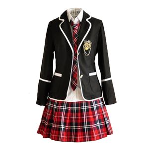 Ensembles de vêtements Style britannique Étudiant Uniforme scolaire Ensemble pour les femmes Japonais Sailor JK Uniforme Manteau Jupe Filles Style coréen Uniforme scolaire 230612