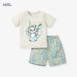 Conjuntos de ropa Ciudades de dibujos animados Traje de manga corta Modelos de verano Camiseta de algodón de dos piezas