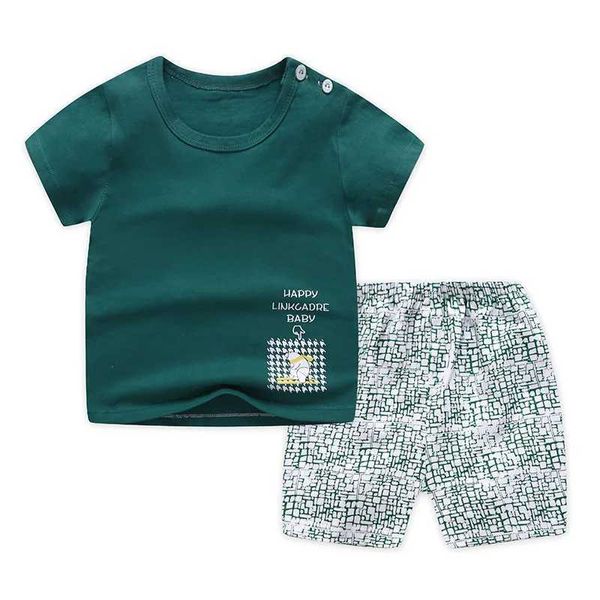 Vêtements ensembles de vêtements décontractés pour enfants Vêtements 2 pièces Green Cool Boy T-shirt + short Vêtements Boy et champ Vêtements Childrens Baby Clothingl2405