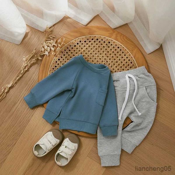 Ensembles de vêtements Casual nouveau-né bébé garçons filles vêtements ensemble hiver enfants tenues à manches longues sweat-shirt taille pantalon de survêtement costume pour bébé R231107