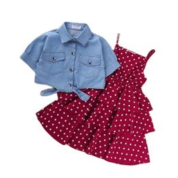 Vêtements de vêtements décontractés d'été jeunes enfants ensembles de vêtements bébé filles robes de robe 2pcs tenue pour les vêtements pour enfants costume 4-6-8-10-12 ans 221007