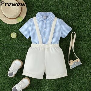 Sets de ropa Ceeniu Boy Gentleman atuendo para niños Camisas a cuadros azul