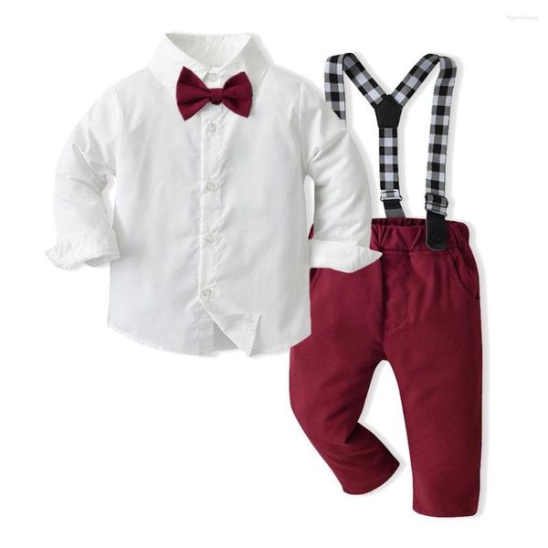 Conjuntos de ropa Ceremonia Camisa para niños Conjunto de pantalón general Banquete Transpirable Respetuoso con la piel Niños Tops Pantalones Ropa Regalo de cumpleaños