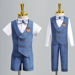 Kledingsets Kind Formeel Vest Pak Set Jongen Zomer Herfst Bruiloft Baby Eerste Verjaardag Piano Prestaties Kostuum Kindervest Shorts Kleding 230110