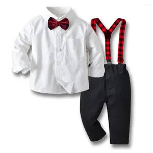 Ensembles de vêtements Enfants 1-7 ans Gentleman Tenues Kid Anniversaire Costume Printemps Pour Garçons Solide Chemise Blanche Classique Avec Pantalon Noir