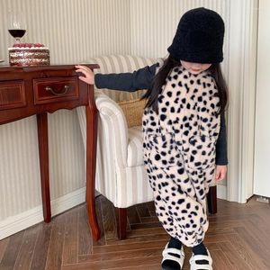 Ensembles de vêtements enfants 2023 automne hiver à la mode fille imprimé léopard Style coréen bébé décontracté chaud taille combinaison