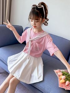 Ensembles de vêtements pour enfants 2022 Summer College Style Girls Uniformes scolaires Costume Jupes Étudiants primaires Costumes Tendance Vêtements pour enfants Vêtements